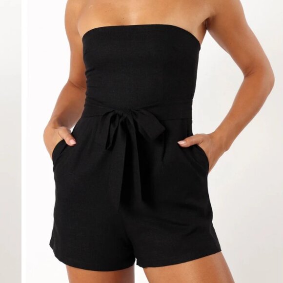 Petal & Pup Christie Strapless Romper | Black | M - Picture 1 of 8